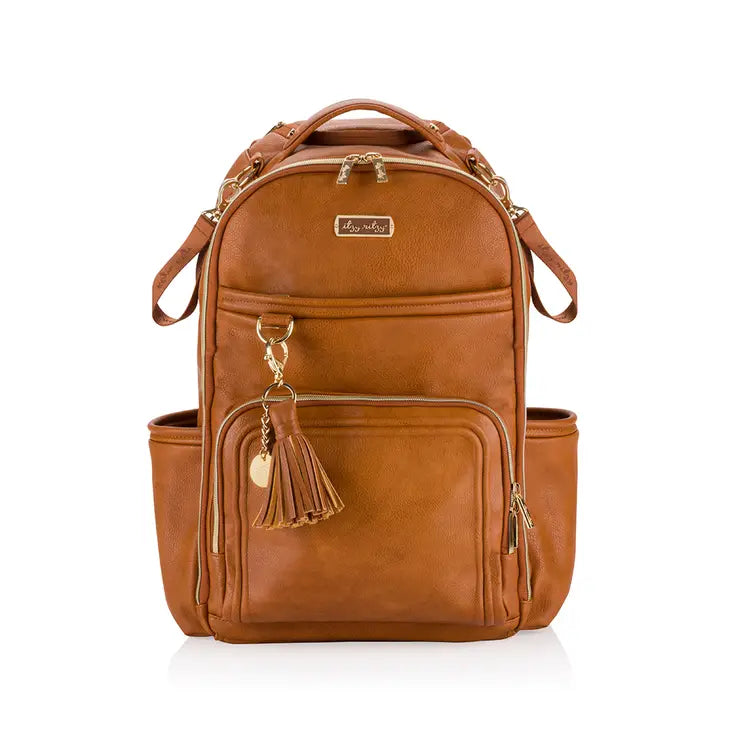 Multi Functional Baby Cognac Diaper Bag With Front Strap And